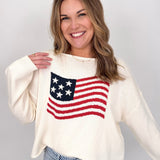 American Flag Graphic Sweater - PAPER DOLL