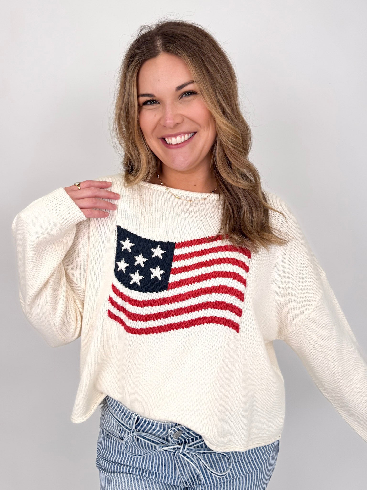 American Flag Graphic Sweater - PAPER DOLL