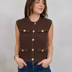 Shelby Front Button Knit Top - PAPER DOLL