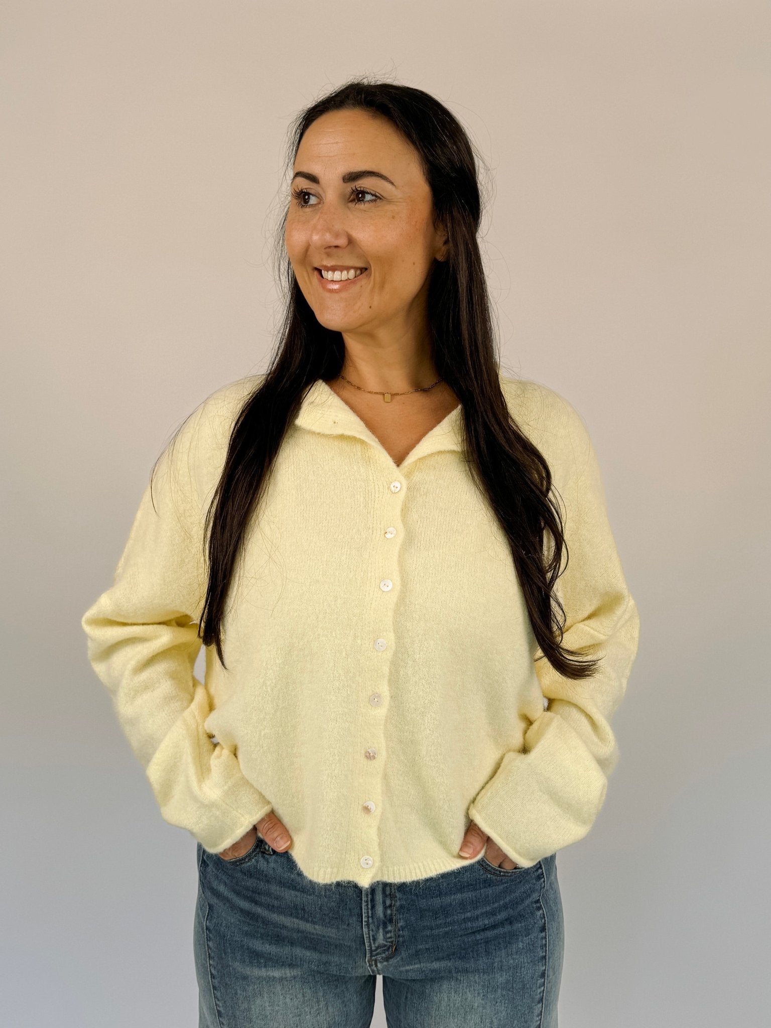 Della Super Soft Button Up Knit Sweater - PAPER DOLL