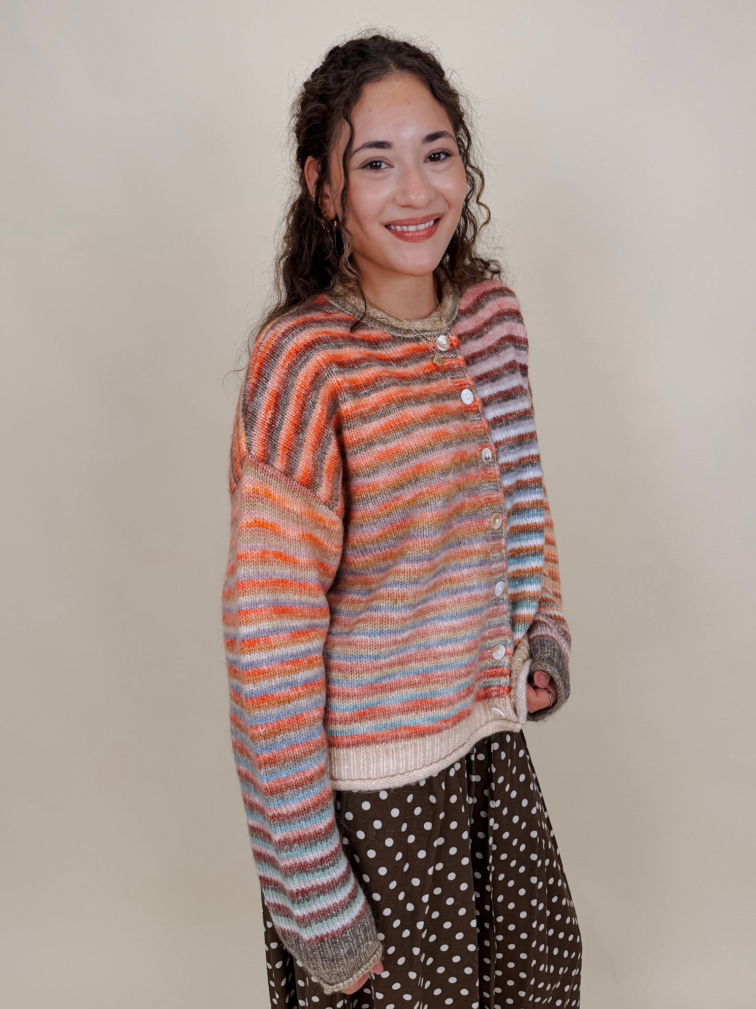 Poppy Rainbow Stripe Cardigan - PAPER DOLL