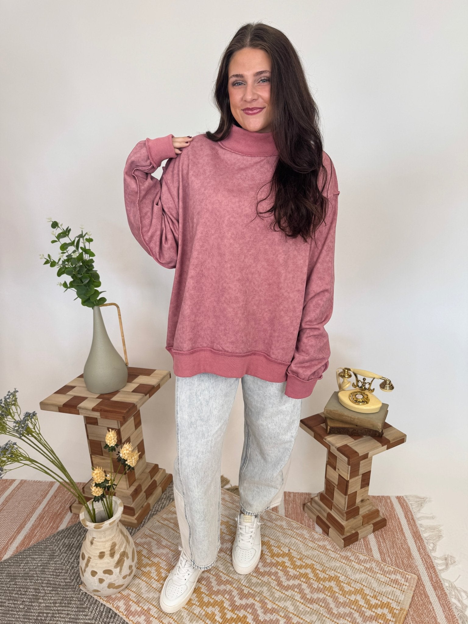 Make Amends Mock Neck Sweatshirt - PAPER DOLL