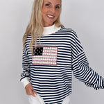 American Flag Floral Sweatshirt - PAPER DOLL