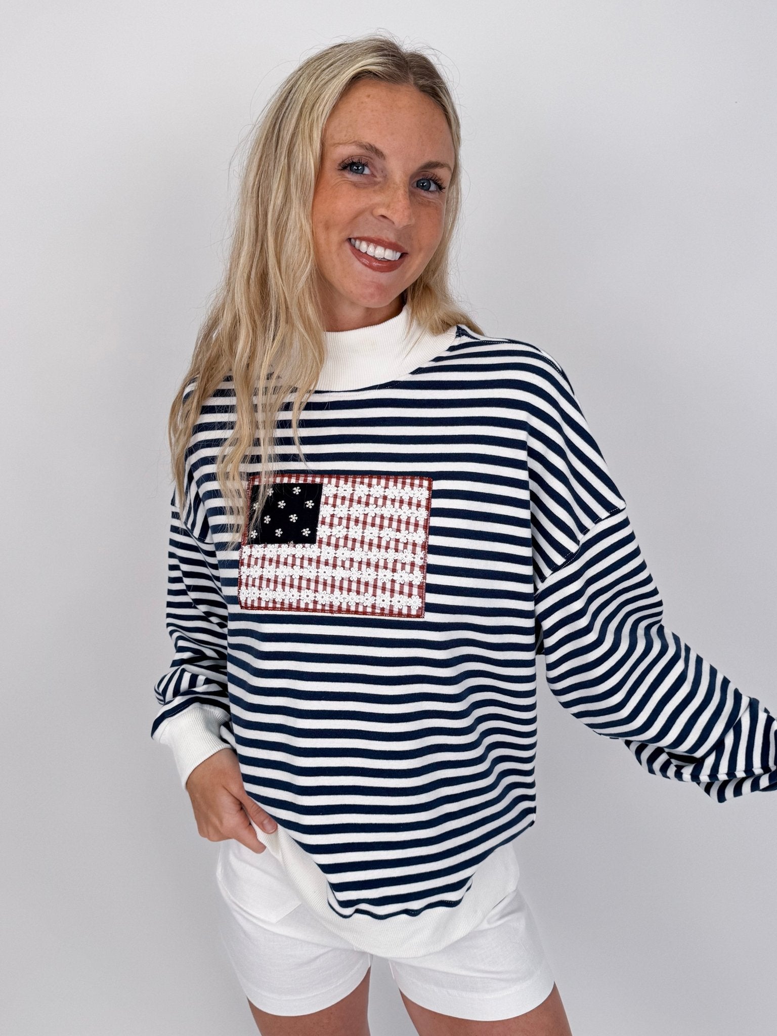 American Flag Floral Sweatshirt - PAPER DOLL