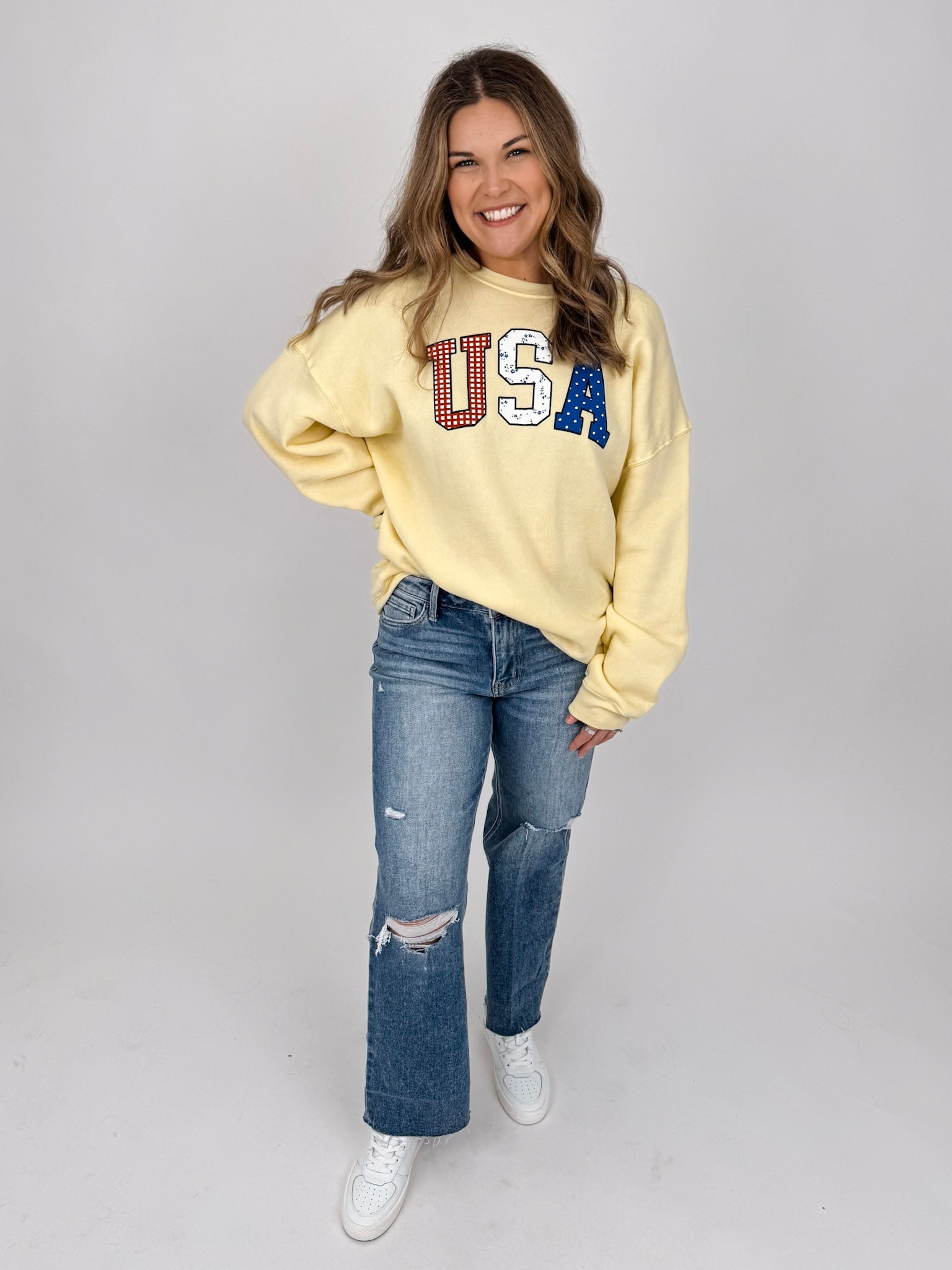 USA Pattern Graphic Sweatshirt - PAPER DOLL