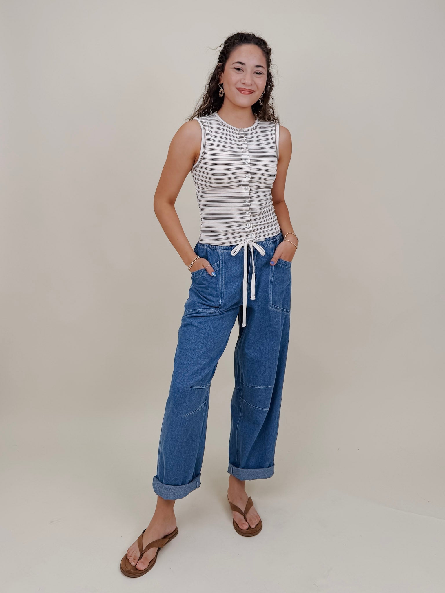 Carson Striped Button Up Tank - PAPER DOLL