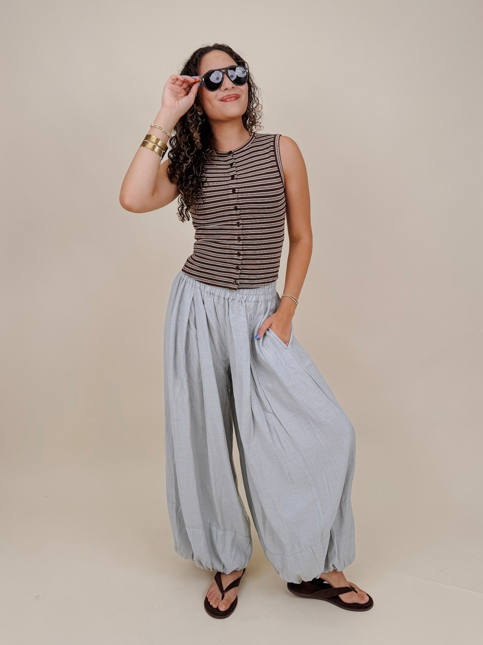 Carson Striped Button Up Tank - PAPER DOLL