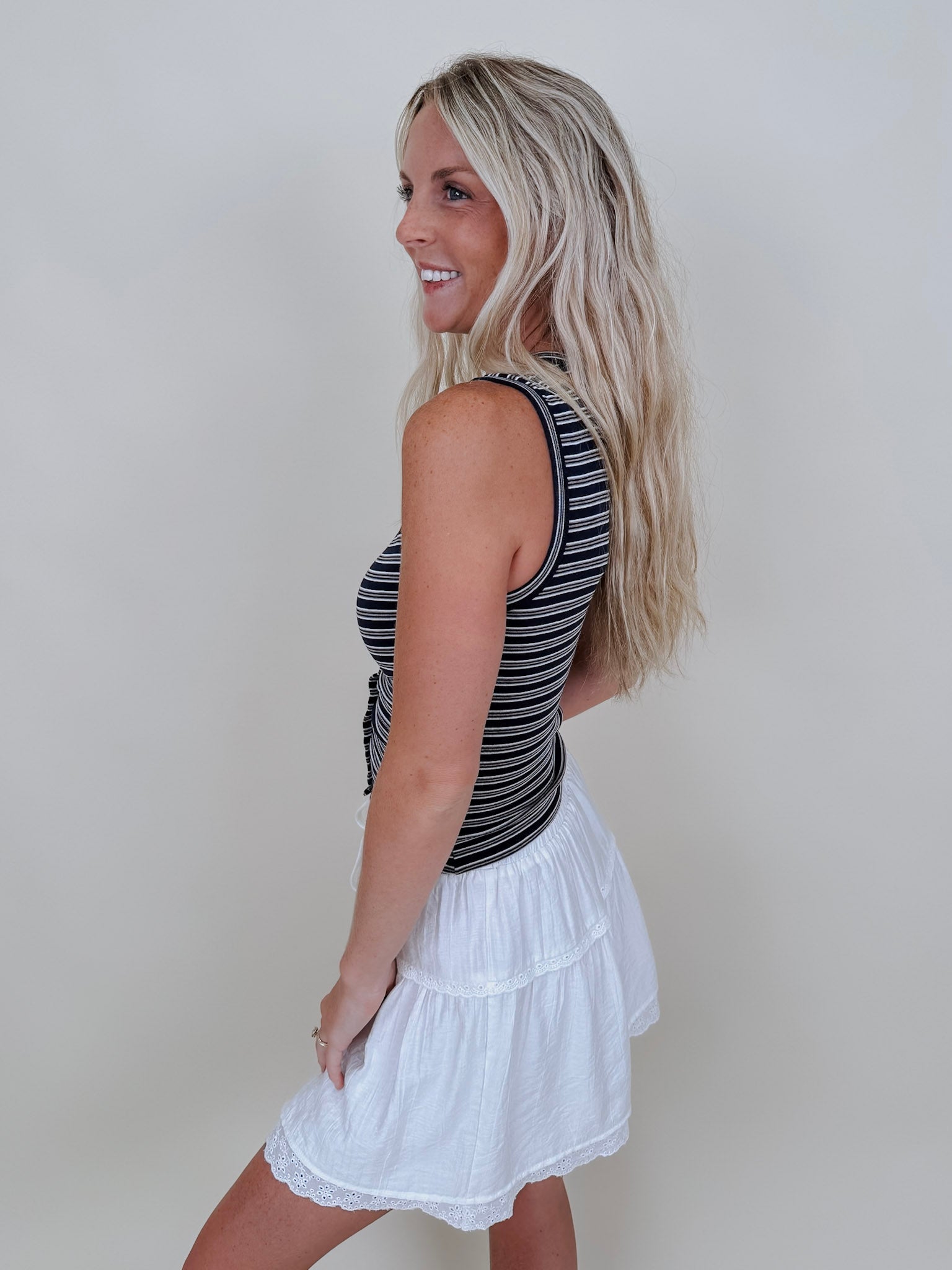 Carson Striped Button Up Tank - PAPER DOLL