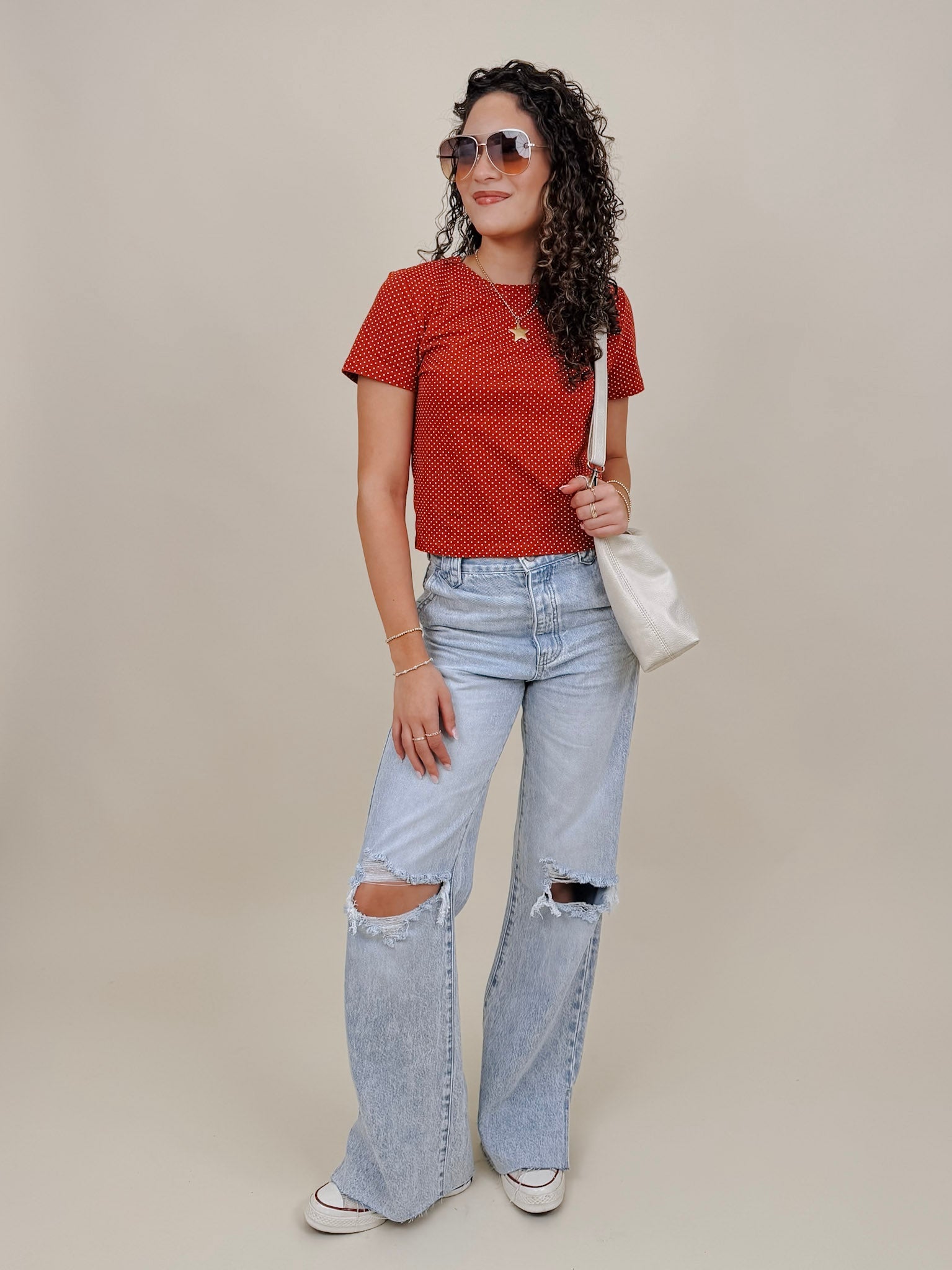 Brittany Polka Dot Jersey Tee - PAPER DOLL