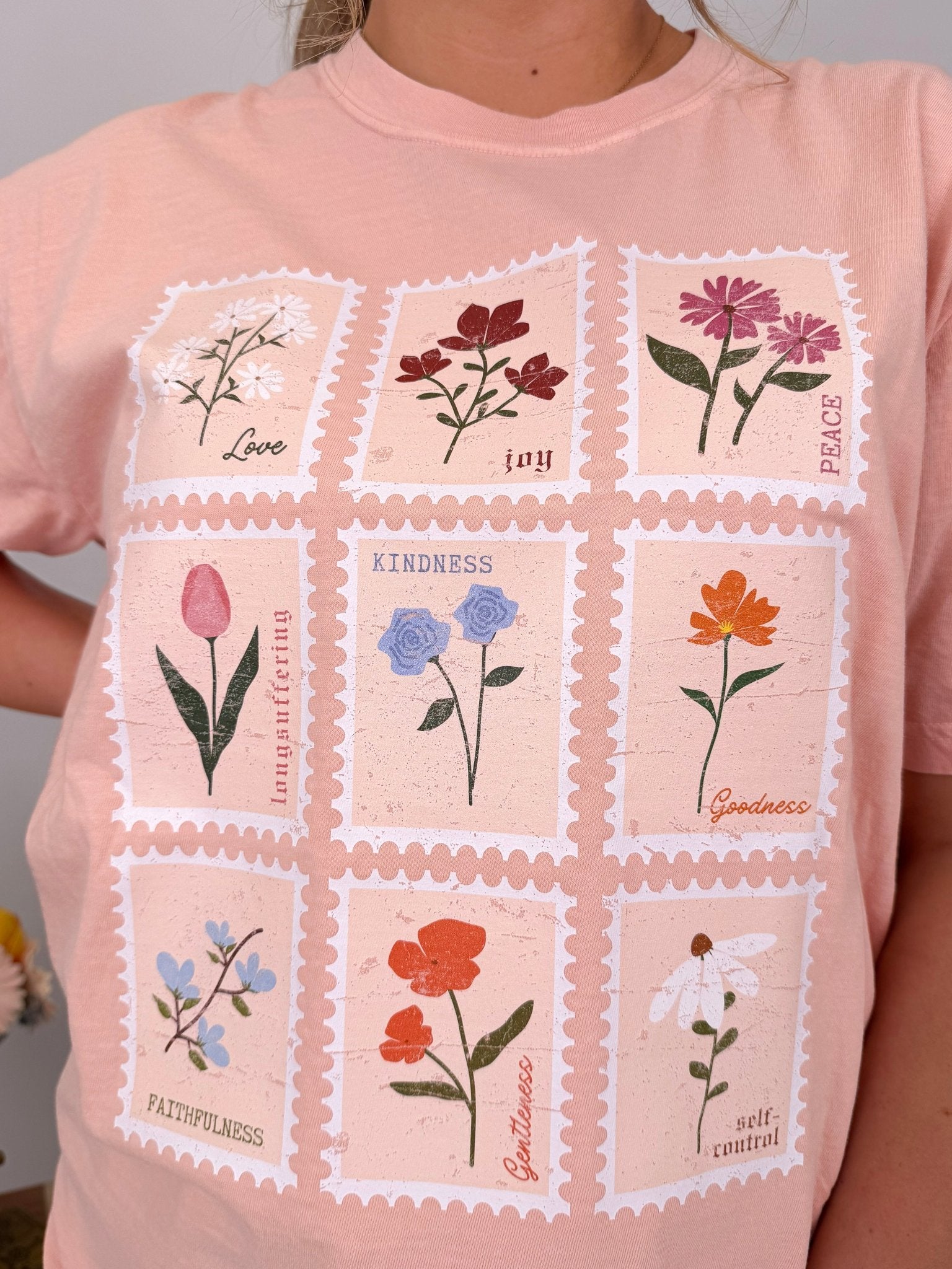 Fruits of the Spirit Vintage Stamps Graphic Tee - PAPER DOLL