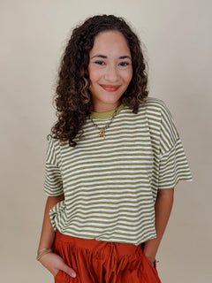 Triple Threat Boxy Striped Tee - PAPER DOLL