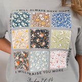 Bible Verse Floral Patchwork Graphic Tee - PAPER DOLL