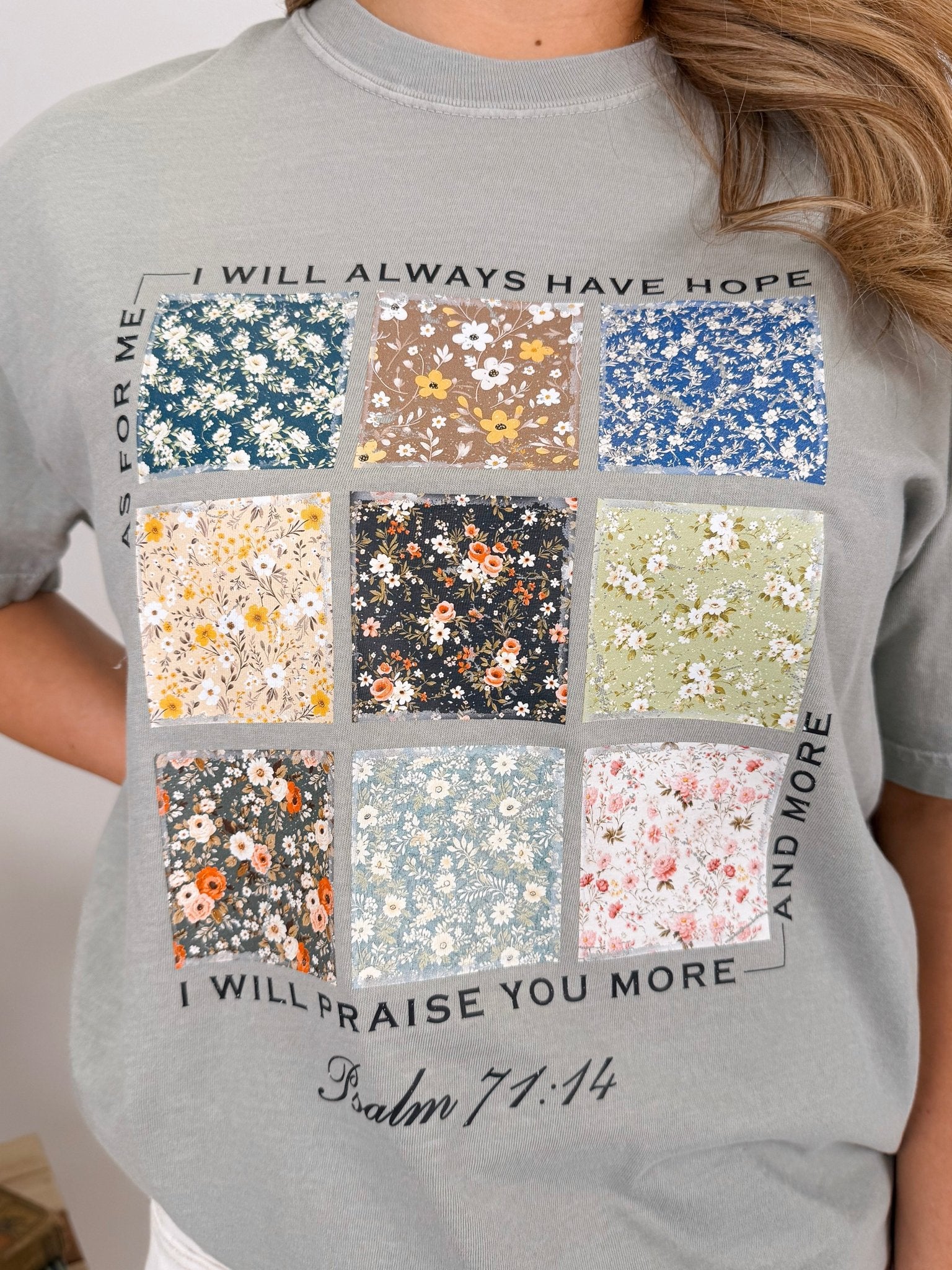 Bible Verse Floral Patchwork Graphic Tee - PAPER DOLL