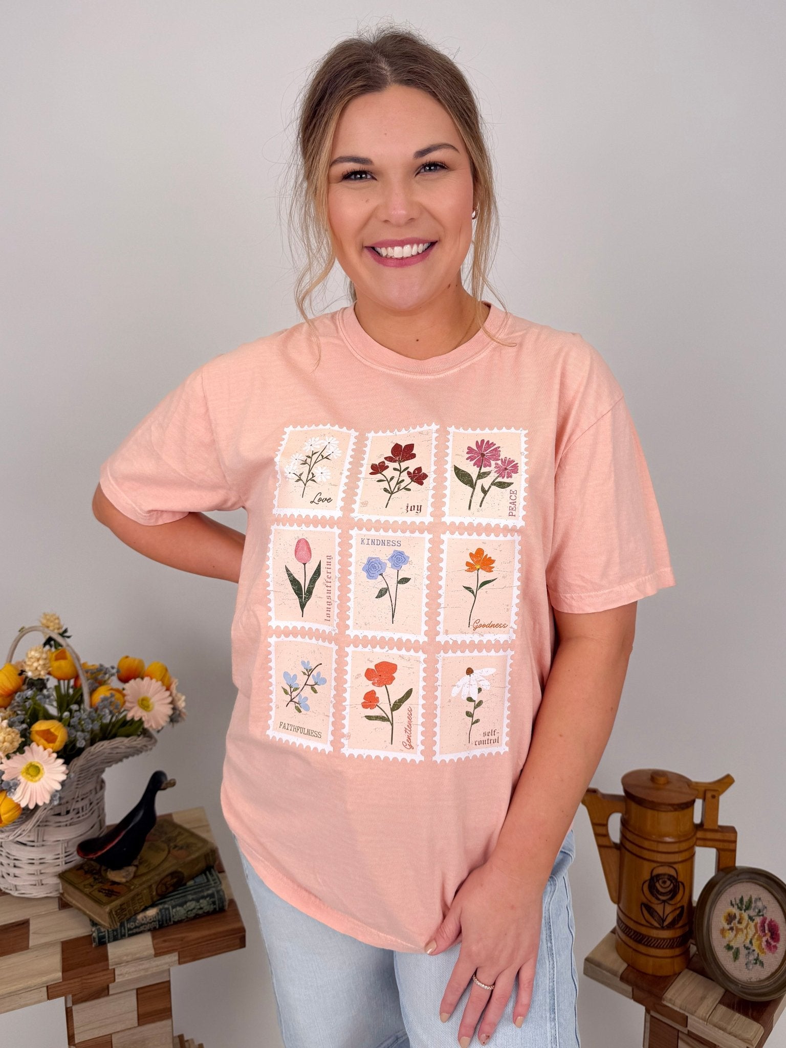 Fruits of the Spirit Vintage Stamps Graphic Tee - PAPER DOLL