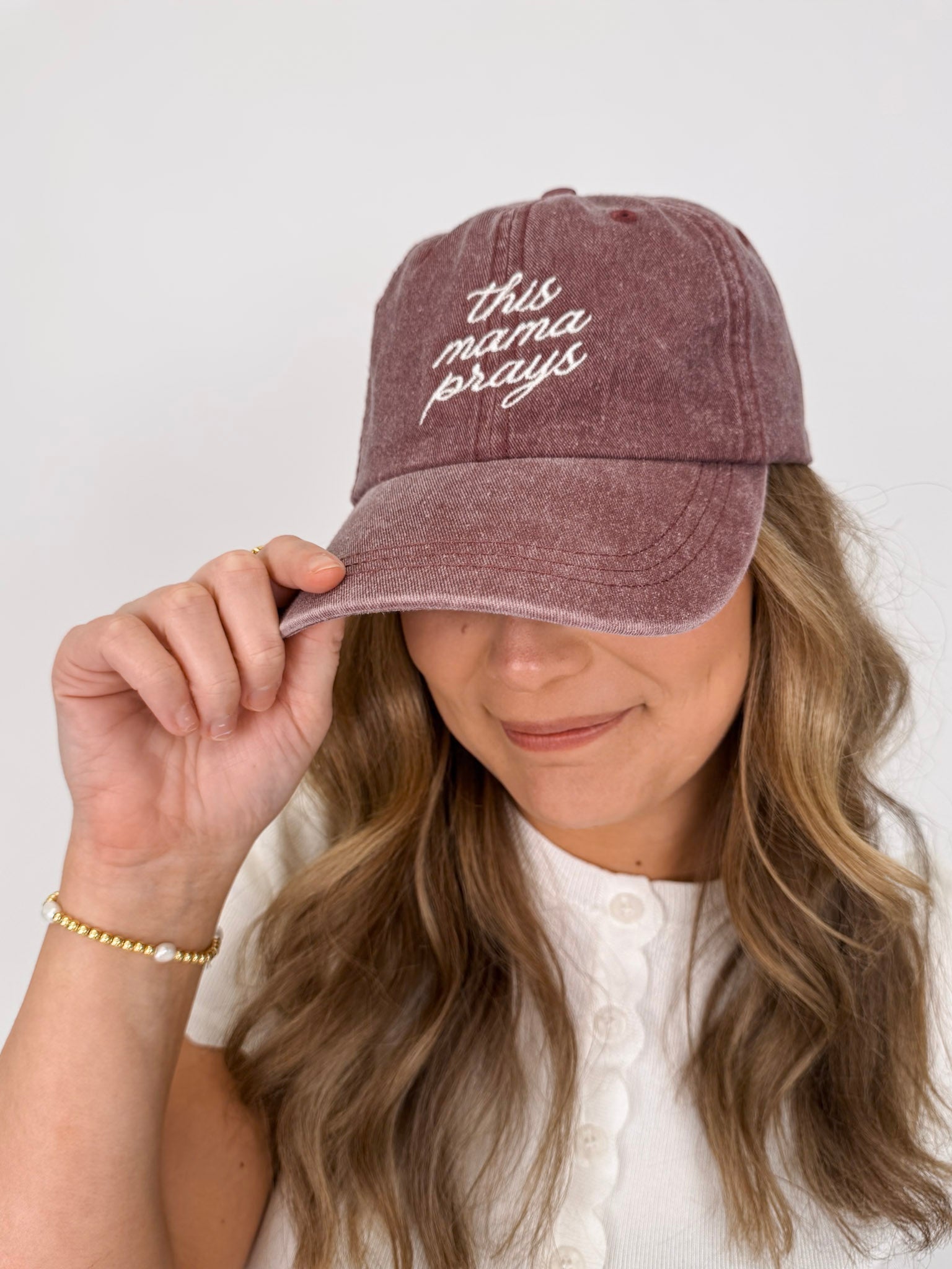 This Mama Prays Embroidered Hat - PAPER DOLL
